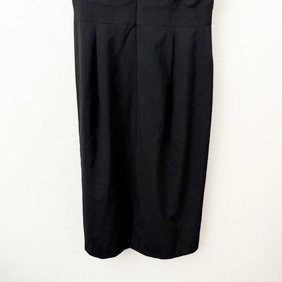 J. CREW | Dress Black Smooth 100% Wool V-Neck Sleeveless Zip Sheath | Size 14 - Picture 5 of 7